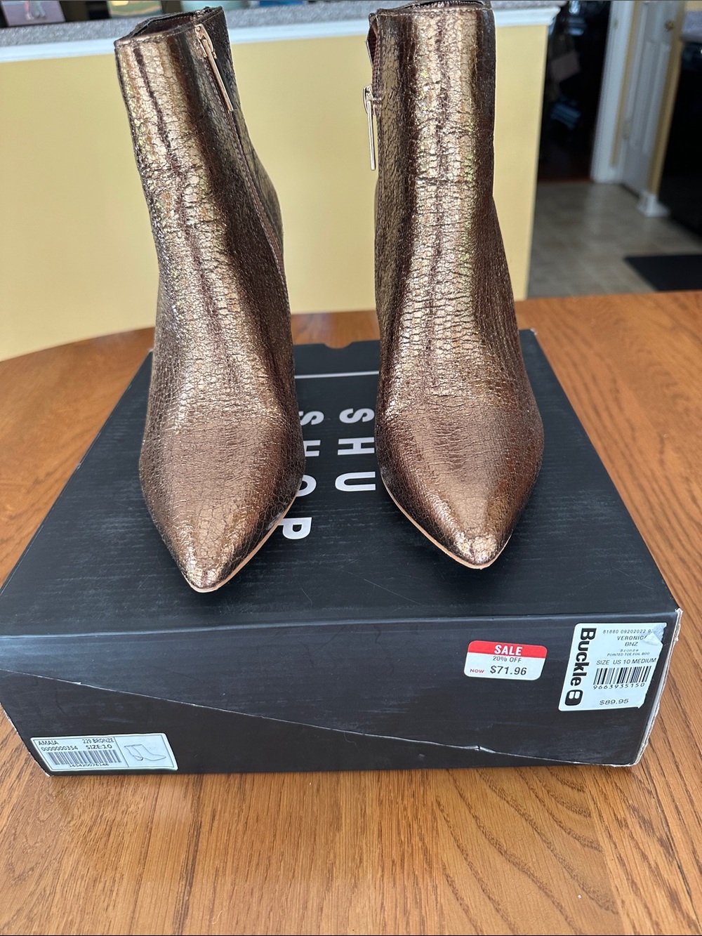 ShuShop Metallic Bronze Pointed Ankle Booties
